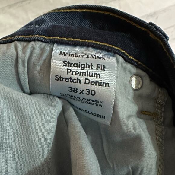 Members Mark Mens Dark Wash Straight Fit Denim Jeans, Size 38x30, NWT - Picture 5 of 6
